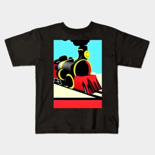 POPART COMIC STYLE RED AND BLACK STEAM TRAIN Kids T-Shirt